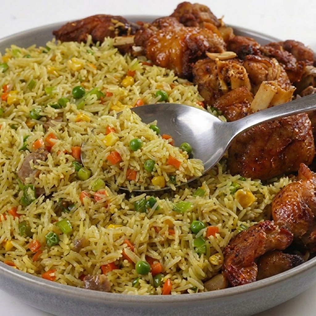 Nigerian fried rice with mixed vegetables for events in Gwinnett County and metro Atlanta